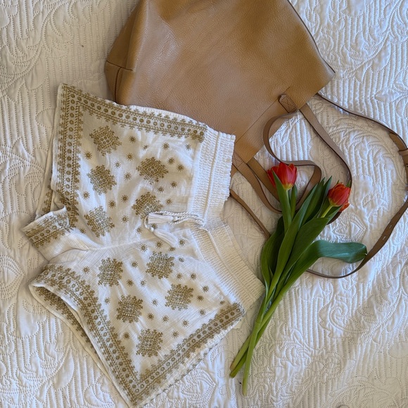 J. Crew Pants - J.‎ Crew Cream Shorts with Gold Embroidered Pattern
